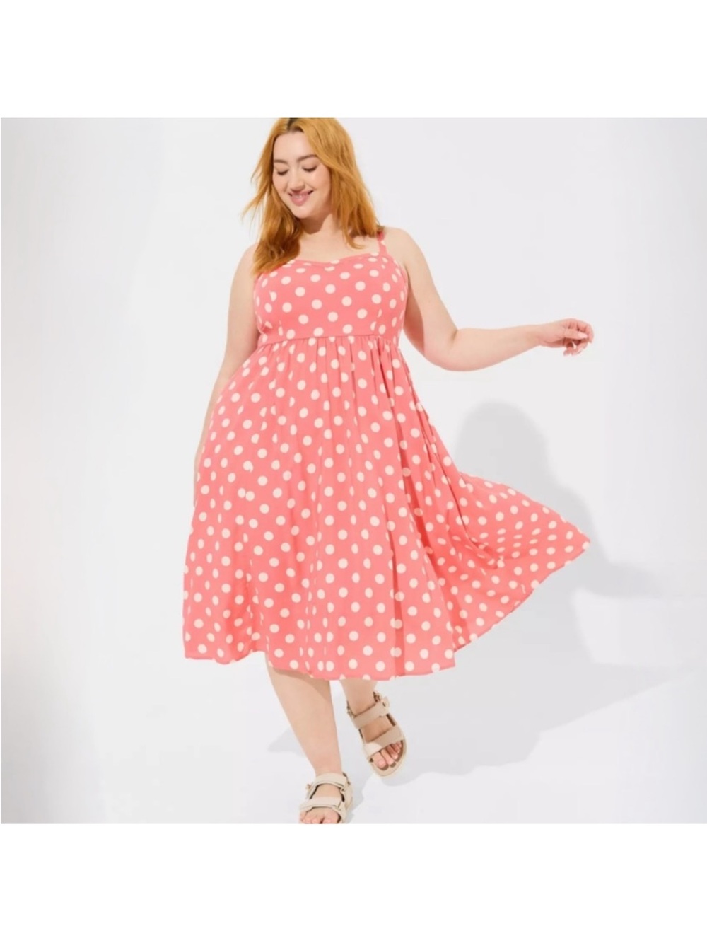 torrid wild rose Pink dress with white polka dots, sweetheart Dress